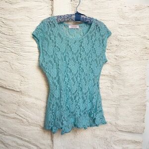 Y2K Fairycore mermaid lace top coquette cottage tropical girly M